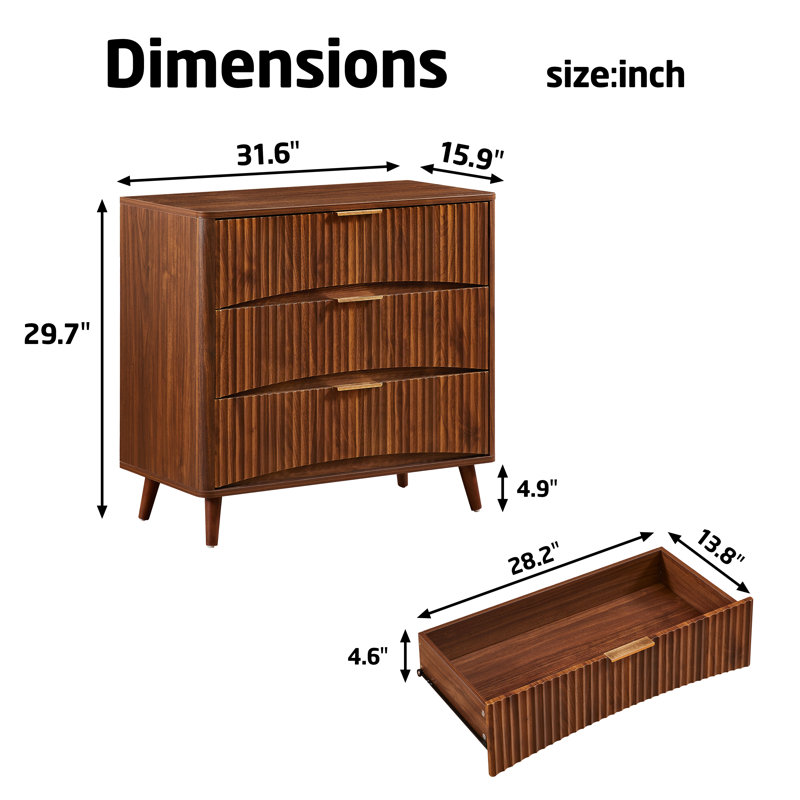 Table de chevet incurvée, ensemble de 2, Brown