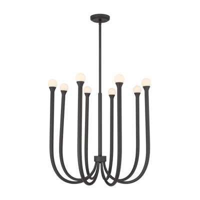 Levasy 28-inch 8-light Plaster Black Chandelier with Opal Glass Shades