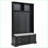 Hall Tree with Sliding Doors, 6 Hooks &amp; Padded Bench, 47.2”W Black Coat Rack | Black | Coat Racks-1089003312