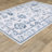 Kugler Vintage Traditional Ivory/ Blue Printed Washable Flat Pile Area Rug-223956323