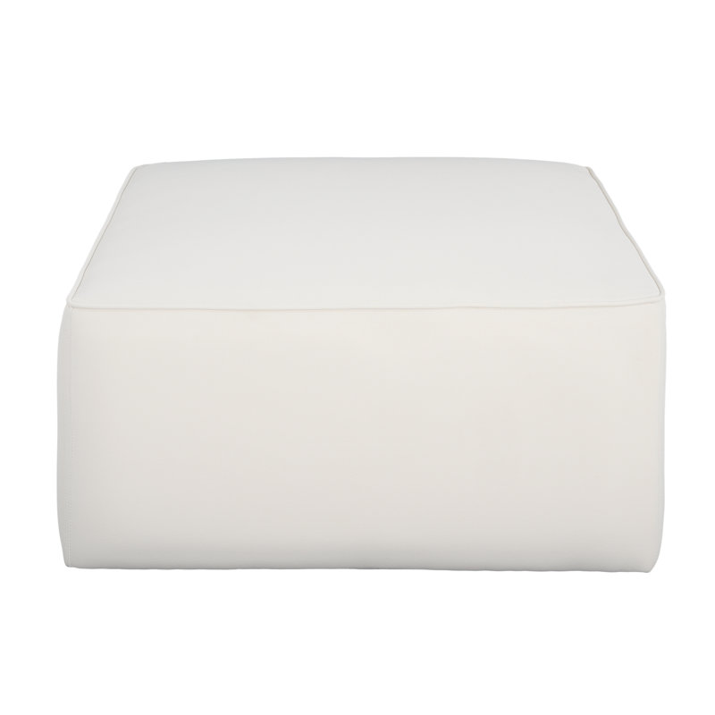 Upholstered Square Ottoman,Cream