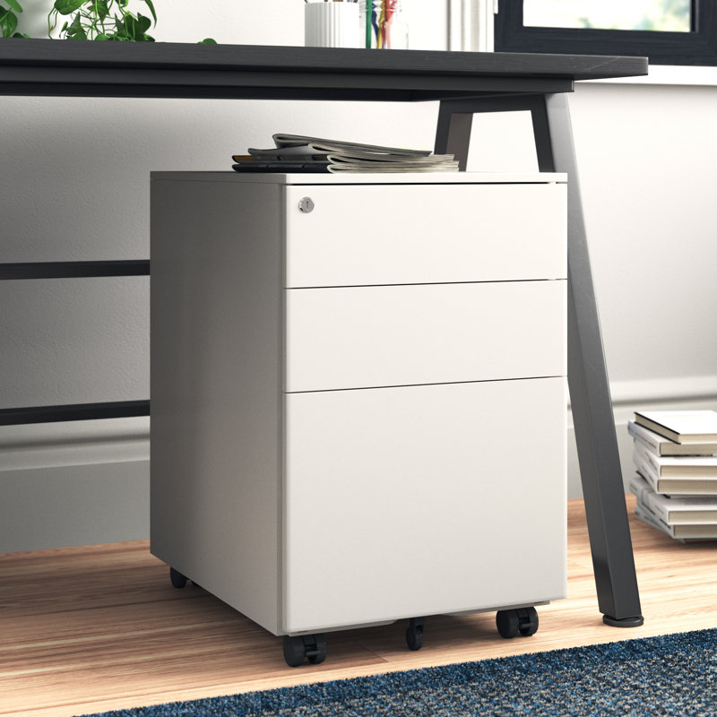 Monica 39cm Wide 3 -Drawer Mobile Steel File Cabinet