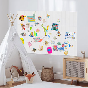 Textured Felt Wall Panels With Stripes, Bulletin Boards, 12-Piece Set, With Pushpins