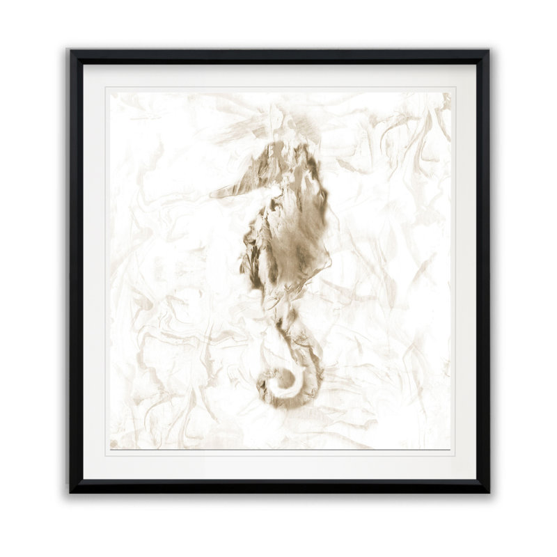 Hippocampe en marbre doux - impression, H 30,5 po x l 30,5 po x P 1,5 po, Cadre plastique noir