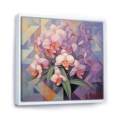 Élégante géométrie, bouquet mauve sur toile