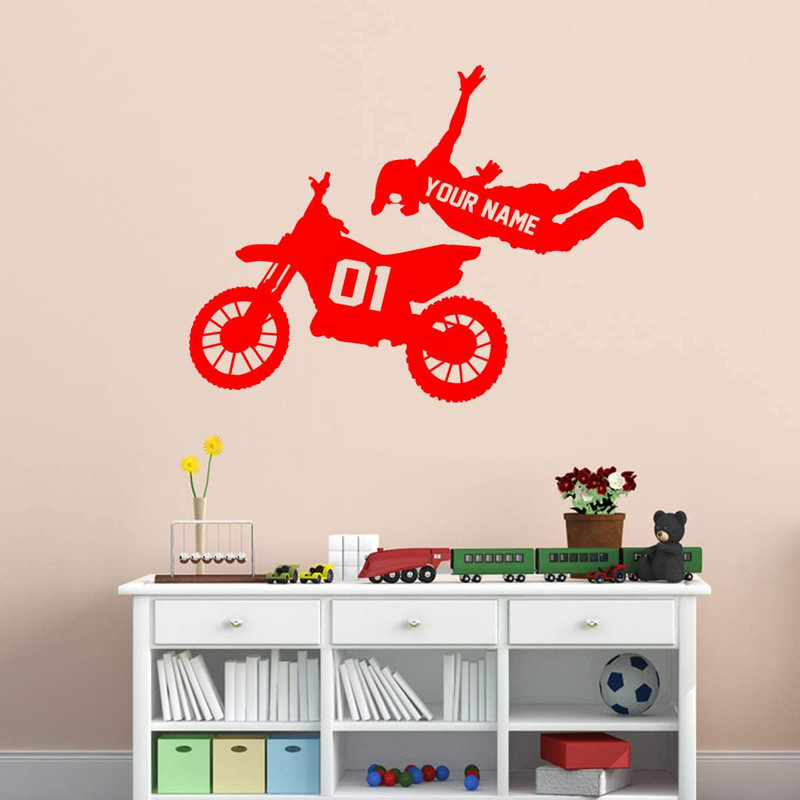 Adhésif décoratif «Dirt Bike Rider», H 23 po x l 29 po, Rouge