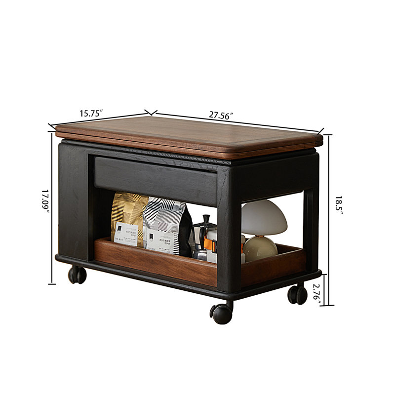 Solid Wood Rotating Mobile Side Table