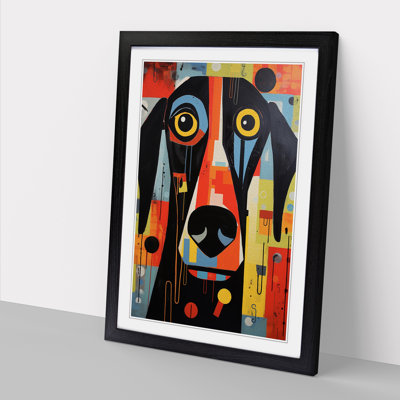 Dog Constructivism - Single Picture Frame Print on Wood
