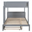 Lit superposé simple avec bureau et rangement, gris