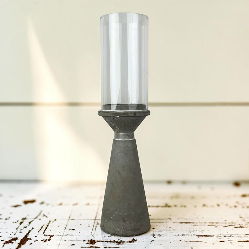 Concrete Candle Holder with Glass Shade