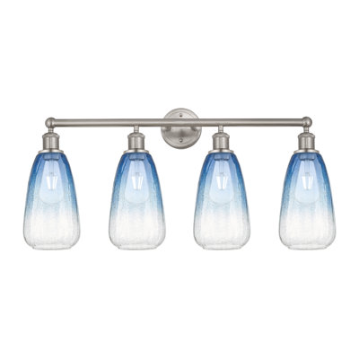 Brookhaven Almond - 4 Light - Sapphire Blue Brookhaven Almond shade - Bath Vanity Light