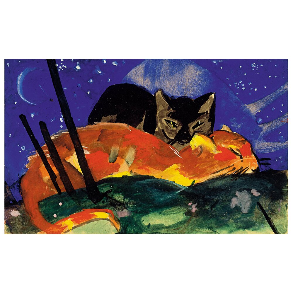 Gerahmtes Leinwandbild Zwei Katzen von Franz Marc