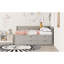 Lit de jour double avec tiroirs et tablettes, gris