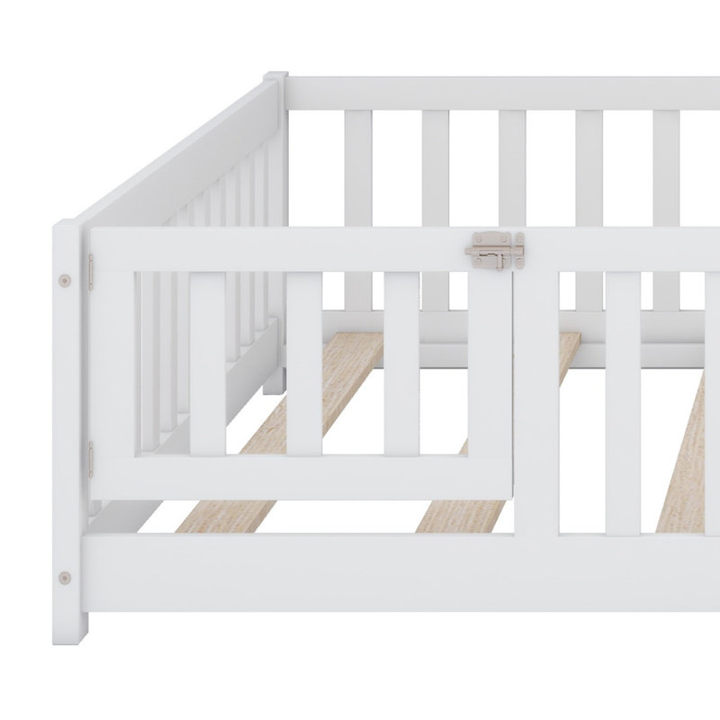 Lit sur pied avec clôture et porte, Blanc, Double