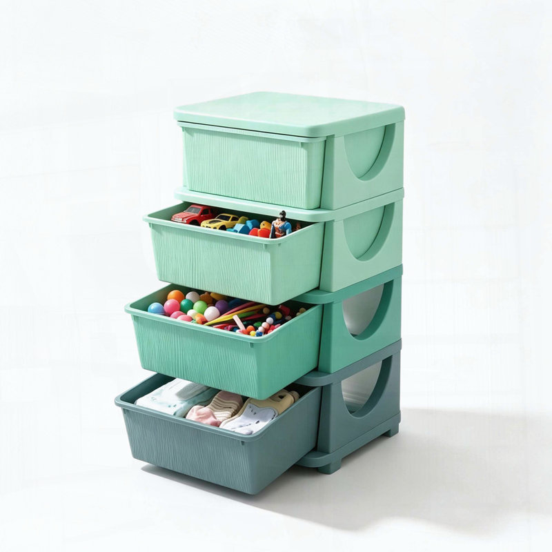 Tiroirs de rangement à 4 niveaux avec capacité de 16 L et design Montessori