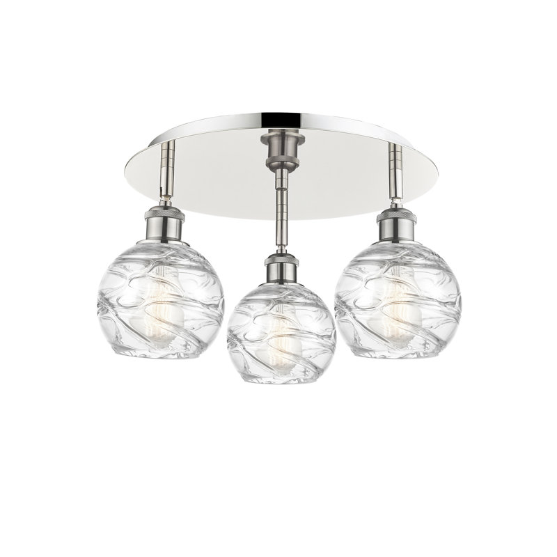 Essex Glass Flush Mount, Polished Nickel