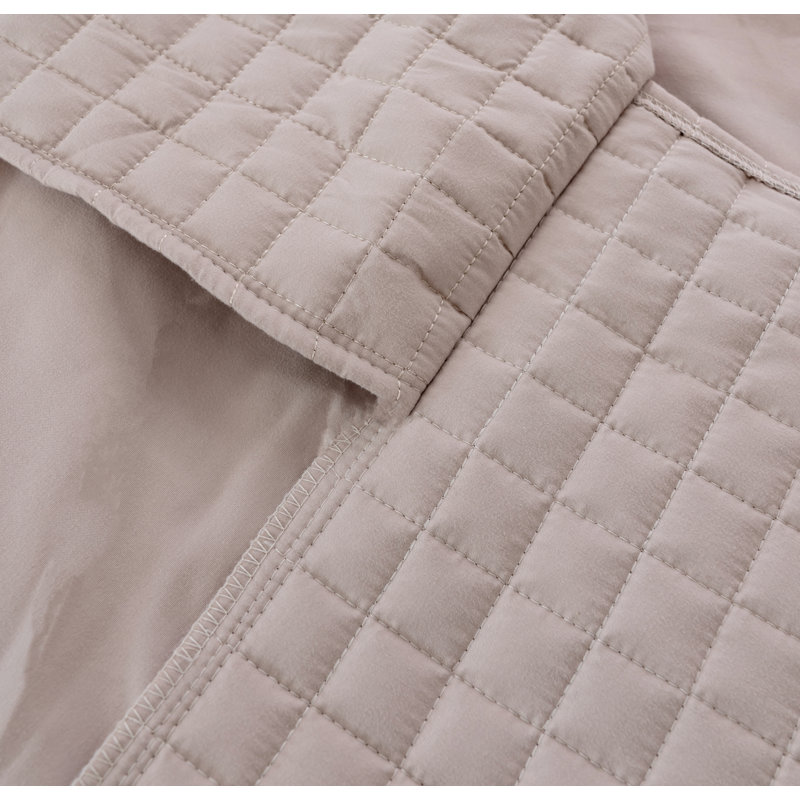  Grid Quilted Microfiber Bed Skirt with 14" Drop, Queen, Natural