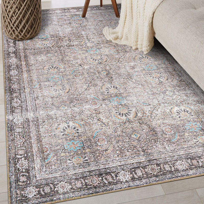 Tapis ivoire / gris Griffey, Rectangle 5 pi x 7 pi