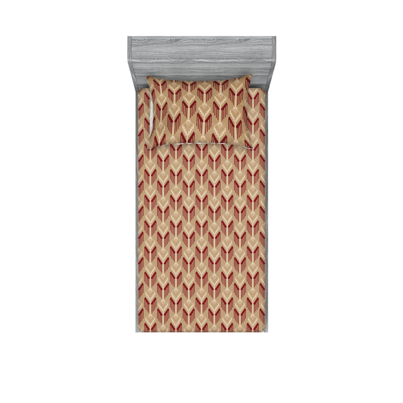 Drap-housse et taie décorative Ambesonne losange brun ardoise, Ensemble de draps pour lit simple avec 1 taie d'or