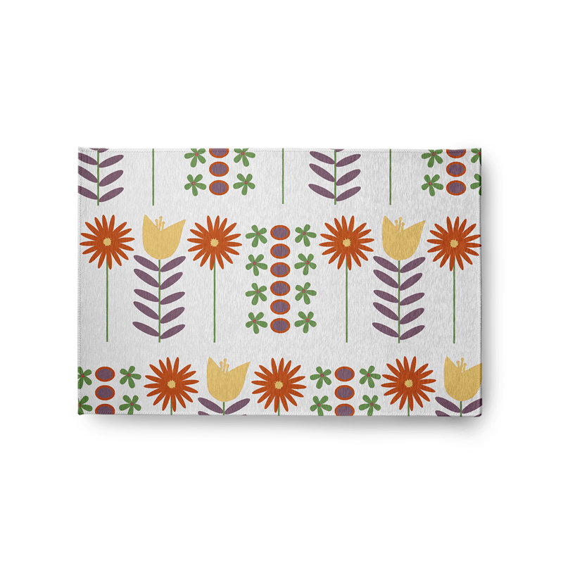 Joseph-Junior Chenille Floral Indoor / Outdoor Rug, Rectangle 2' x 3'
