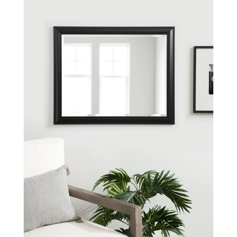 Traditional Beveled Bathroom Mirror, 36" x 26", Black