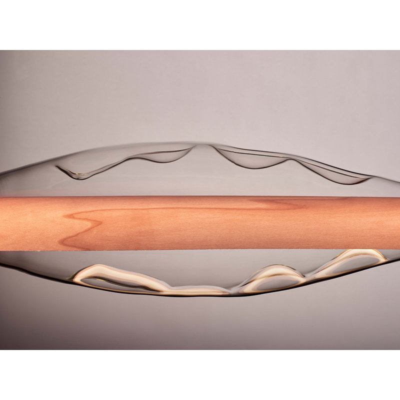 Dune Horizontal Suspension Light - DIMTRIAC LED - Pale Rose Shade, Natural Cherry