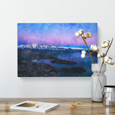 Lake In Queenstown New Zealand Painting - Wrapped Canvas Painting
