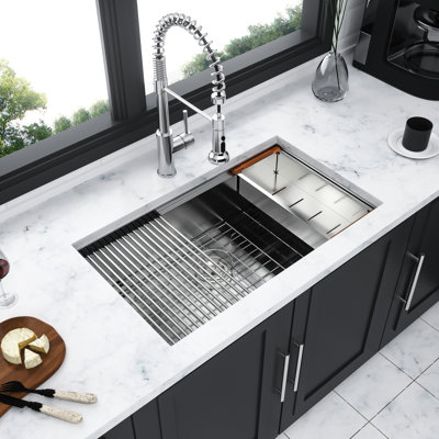 30X18x10 Inch Kitchen Basin - Stainless Steel Undermount Workstation With Aesthetic Design Sink