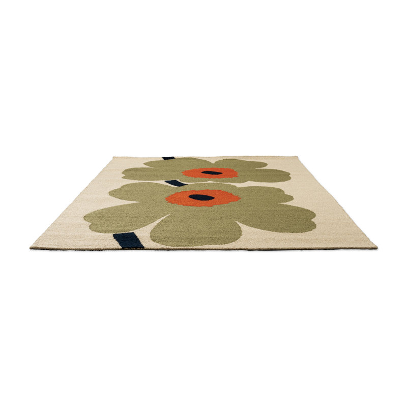 Unikko Anniversary Honey | 433001, Rectangle 4'7" x 6'7", Dusty Green