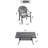 7-Piece Set Of Cast Aluminum Patio Furniture With Black Frame And Blue Seat Cushions