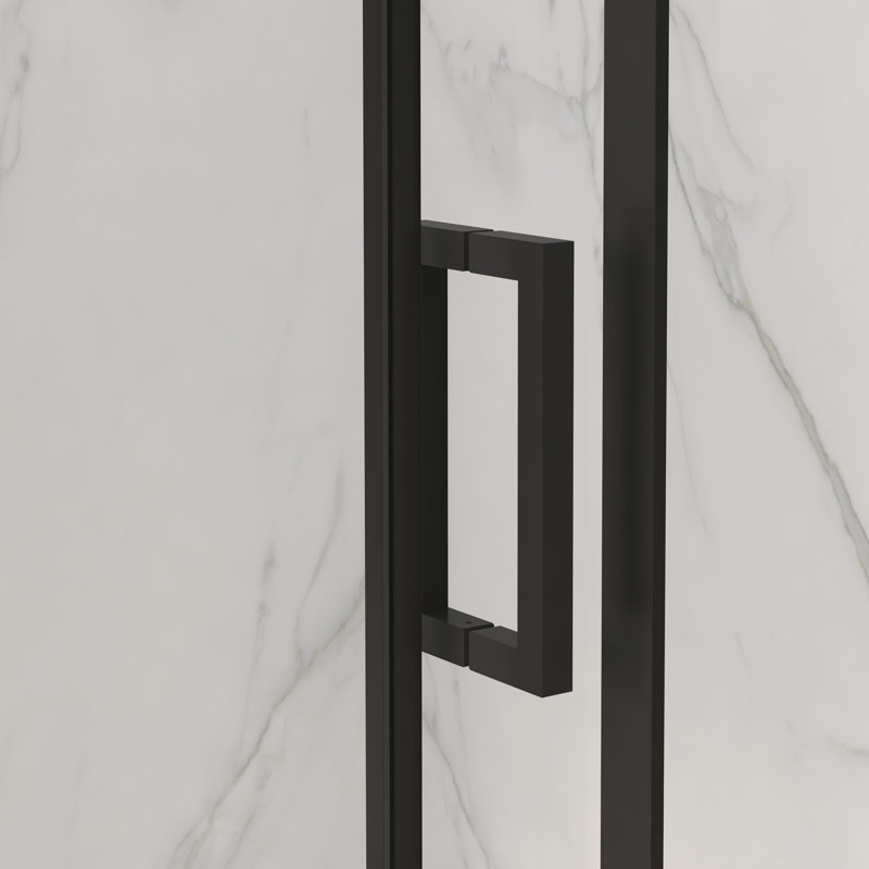56-60"W X 72"H Frameless Sliding Shower Door,5/16" (8Mm) Thick SGCC Tempered Clear Glass,Double Side Easy Clean Coat, Matte Black Finished With Buffer
