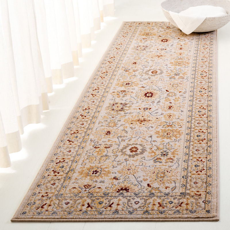 Tapis en polypropylène beige / gris clair Ralph Lauren Claire, Tapis de couloir 2 pi 6 po x 8 pi