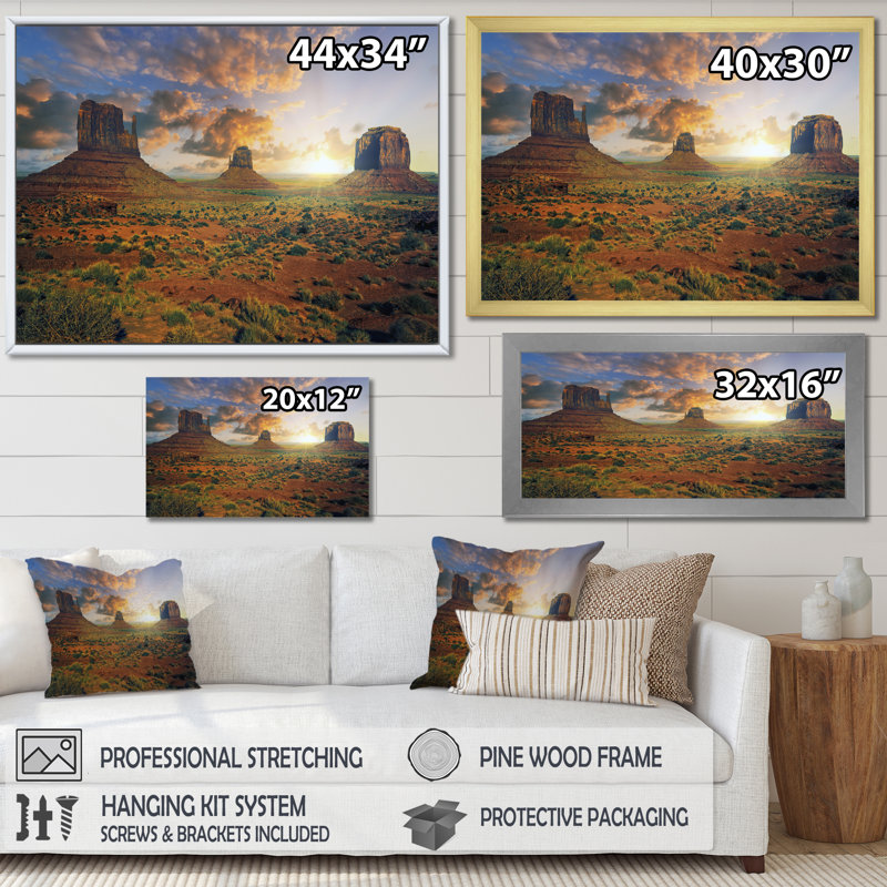 " Sunrise On Monument Valley ", Black Floater Framed, 12" H x 20" W x 1" D