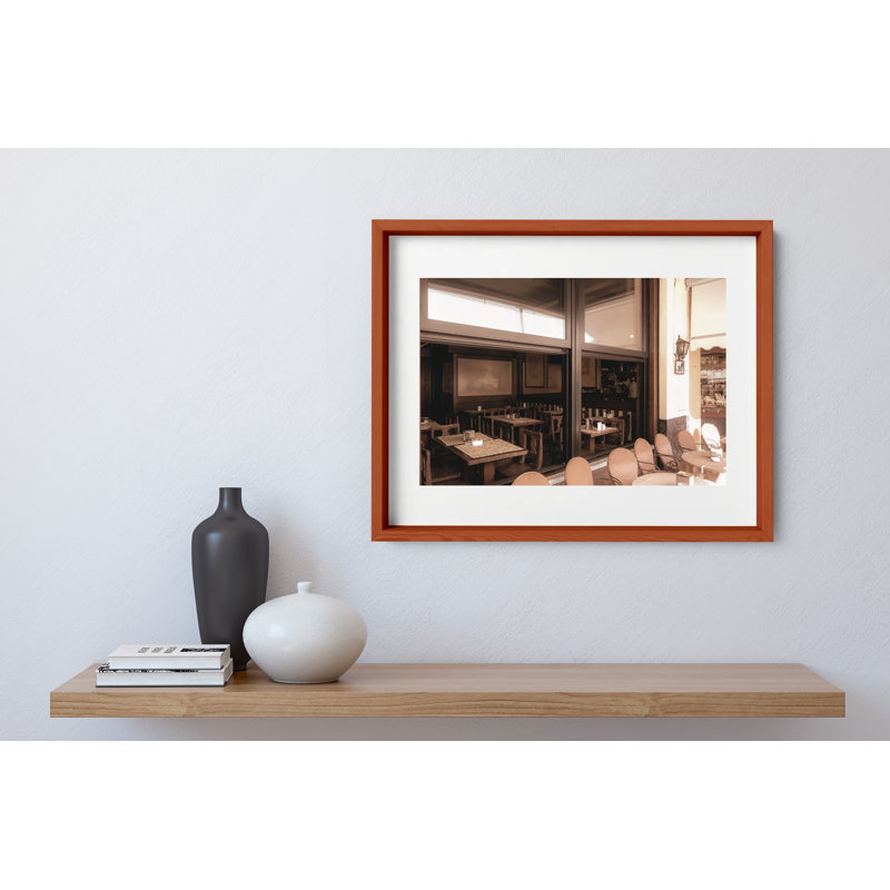 Café Como Print by Joseph Regan, 14" H x 16" W x 0.75" D, Cherry