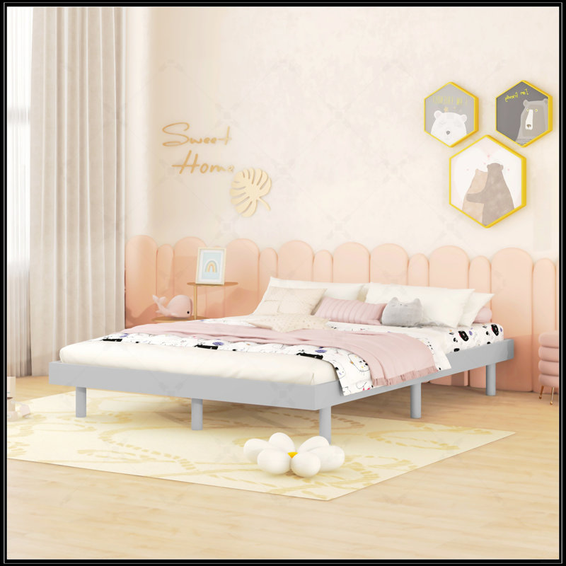 Modern Design Floating Platform Bed Frame, Gray, Full