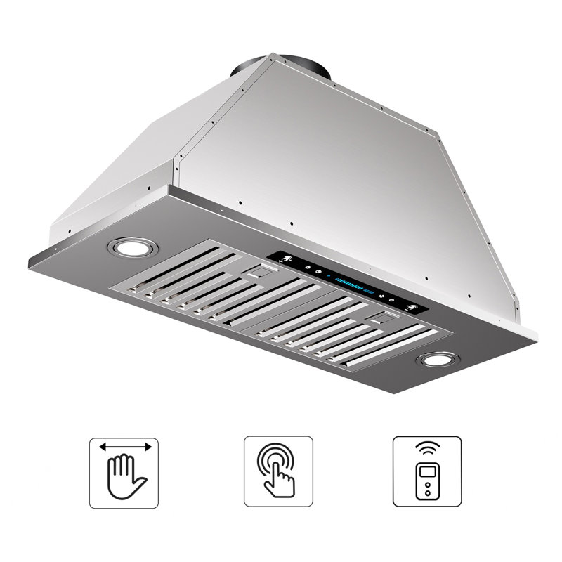 Hotte de cuisine encastrable 30 pouces 900 CFM en acier inoxydable avec lumières DEL, contrôle des mouvements ACL, 30"