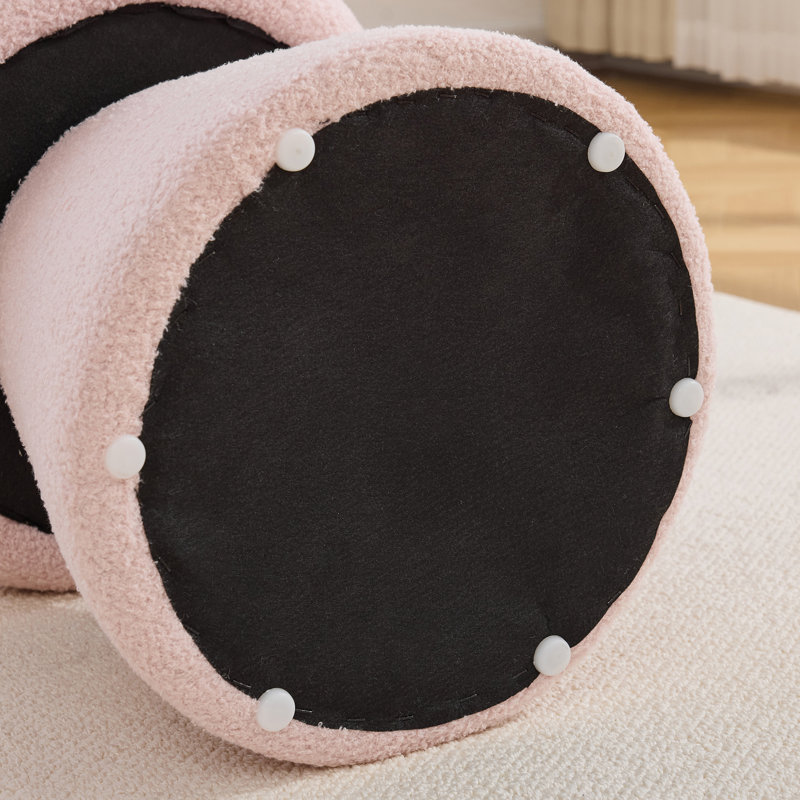 Petit repose-pieds pivotant à 360 ° en forme de champignon à rembourrage doux, tabouret de changement de chaussures, tabouret de maquillage pour coiffeuse d'une hauteur de 27 à 28 po