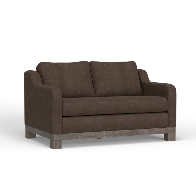 Structure et base en bois Ditte, causeuse, Similicuir hickory, H 36,75 po x l 60,5 po x P 38,5 po