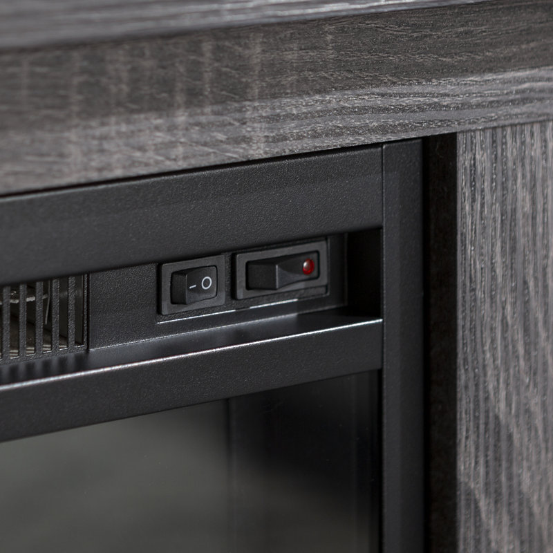 Meuble télé avec foyer électrique 70 po Kneeland, Gris anthracite
