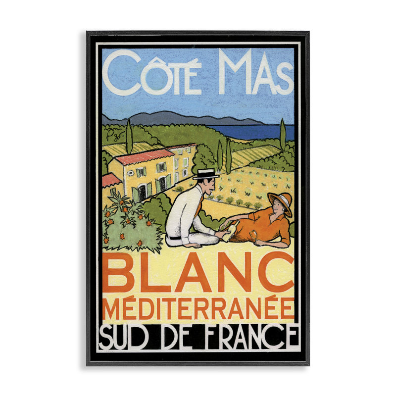 Affiche de vin antique, estampe numérique, conception de Jean-Pierre Got, 24" H x 16" W, Giclée encadrée noir minuit