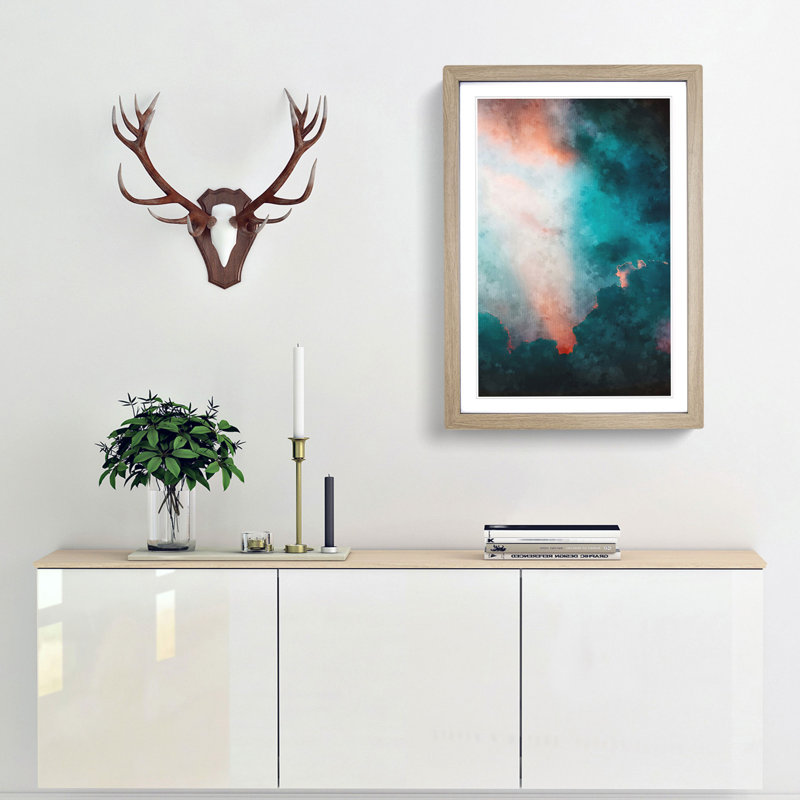 Ray of Light Through the Clouds - Picture Frame Graphic Art Print, 33cm H x 24cm W x 2cm D, Oak Framed