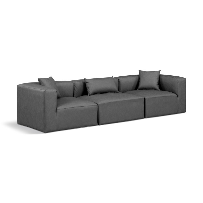 Houswerth Upholstered Sectional Reversible, Charcoal Vegan Leather