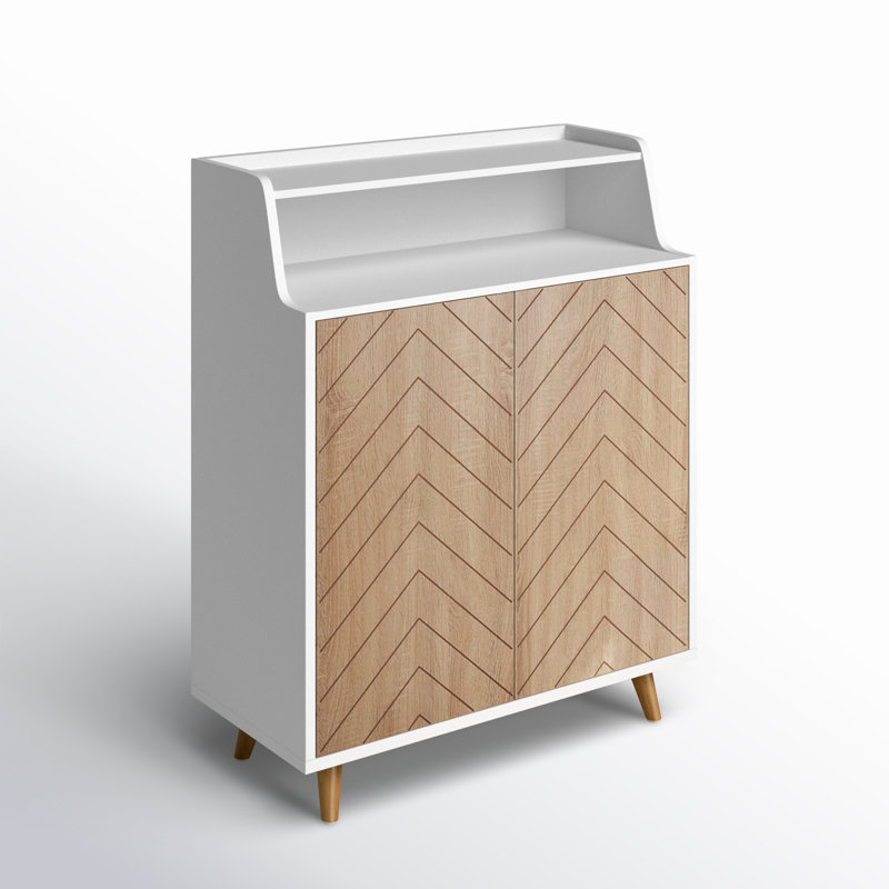 Lenard 5 Tier Wood Shoe Storage Cabinets, White/Wood