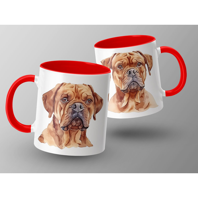 Watercolor Dogue de Bordeaux Design 11oz Coffee Mug, 3