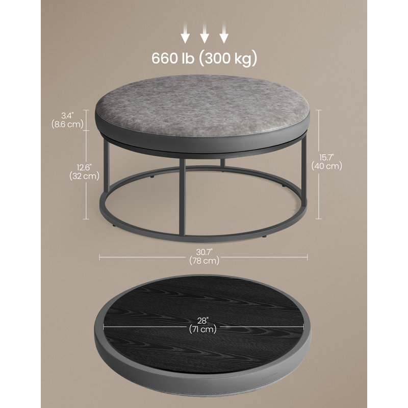 Round Coffee Table, Footstool, Dove Gray