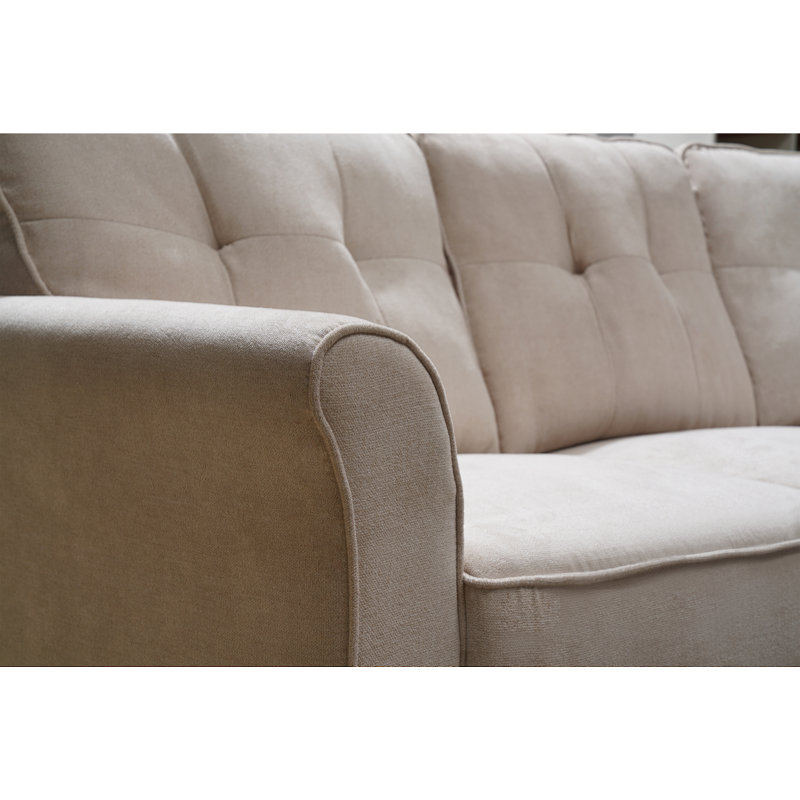 Canapé à accoudoirs arrondis 78 po, Lin beige