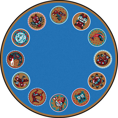 Tapis géométrique bleu