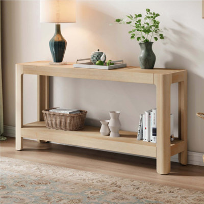 Console moderne de style campagnard, design minimaliste élégant avec placage en bois de qualité supérieure et coins arrondis