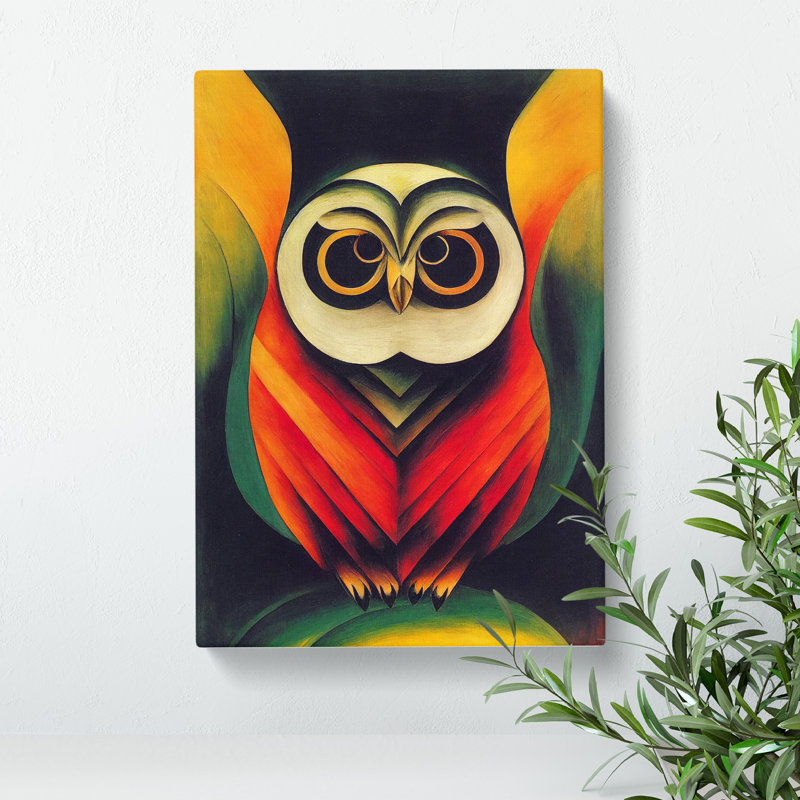 Abstract Owl - Wall Art, Wrapped Canvas, 50cm H x 35cm W, No Matte