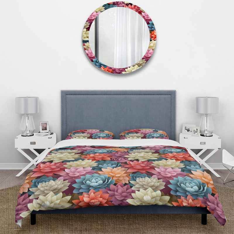Ensemble de housse de couette Modern Succulents, Housse de couette pour très grand lit et 2 très